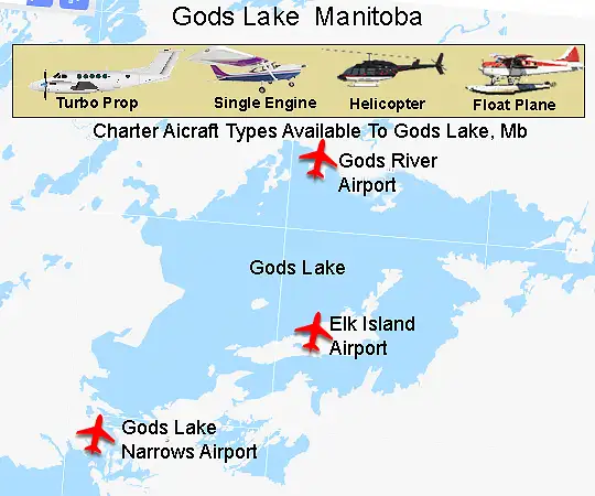 Airport facilities and runway serving the Gods River and Gods Lake region